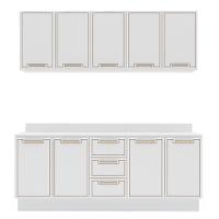 Cozinha Completa com Tampo e Rodapé Amara 9 Portas 3 Gavetas Branca - 5