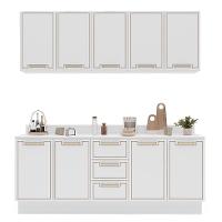 Cozinha Completa com Tampo e Rodapé Amara 9 Portas 3 Gavetas Branca - 6