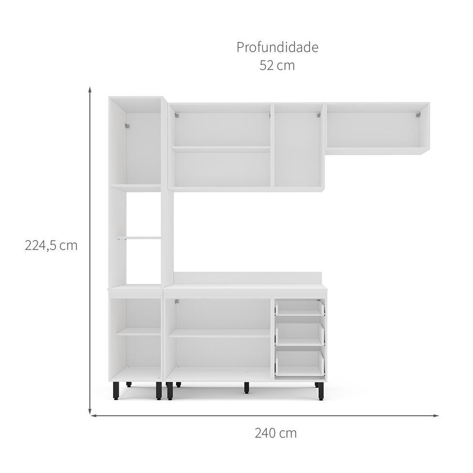 Cozinha Completa com Tampo Amara 8 Portas 3 Gavetas Azul e Branca - 3