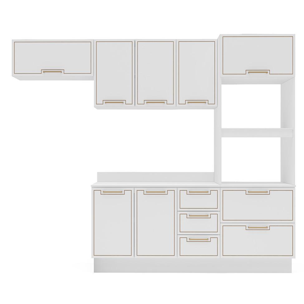 Cozinha Completa com Tampo e Rodapé Amara 8 Portas 4 Gavetas Branca - 5