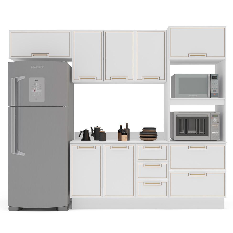 Cozinha Completa com Tampo e Rodapé Amara 8 Portas 4 Gavetas Branca - 6