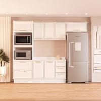 Cozinha Completa com Tampo e Rodapé Amara 8 Portas 4 Gavetas Branca - 1