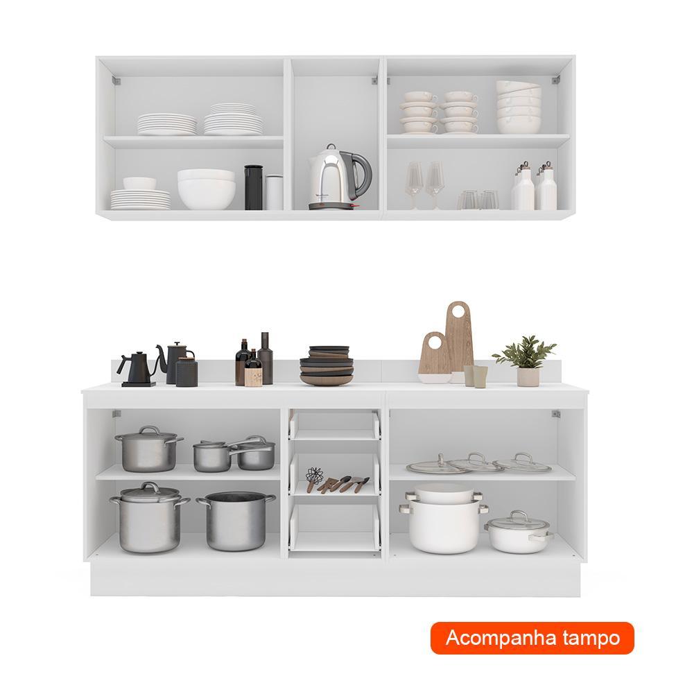 Cozinha Completa com Tampo e Rodapé Amara 9 Portas 3 Gavetas Azul e Branca - 2