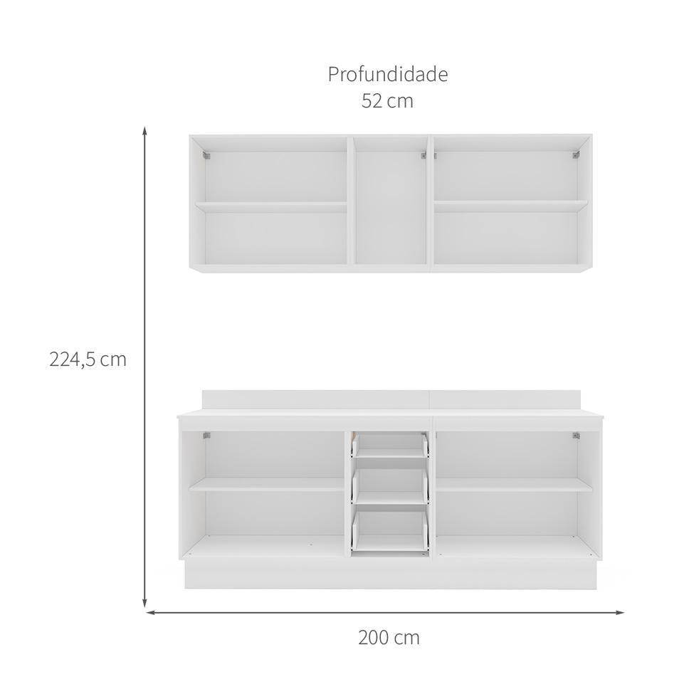 Cozinha Completa com Tampo e Rodapé Amara 9 Portas 3 Gavetas Azul e Branca - 3