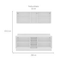 Cozinha Completa com Tampo e Rodapé Amara 9 Portas 3 Gavetas Azul e Branca - 3