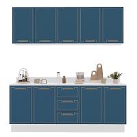 Cozinha Completa com Tampo e Rodapé Amara 9 Portas 3 Gavetas Azul e Branca - 6