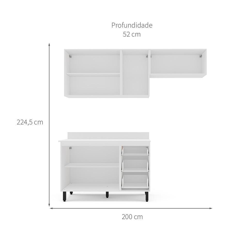 Cozinha Completa com Tampo Amara 6 Portas 3 Gavetas Creme e Branca - 3