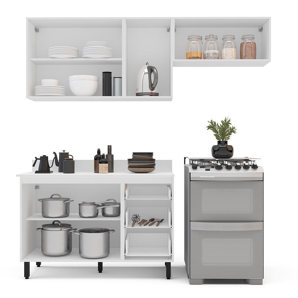 Cozinha Completa com Tampo Amara 6 Portas 3 Gavetas Creme e Branca - 8