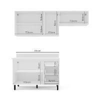 Cozinha Completa com Tampo Amara 6 Portas 3 Gavetas Creme e Branca