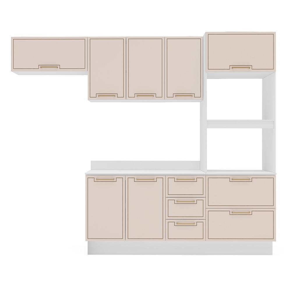 Cozinha Completa com Tampo e Rodapé Amara 8 Portas 4 Gavetas Creme e Branca - 5
