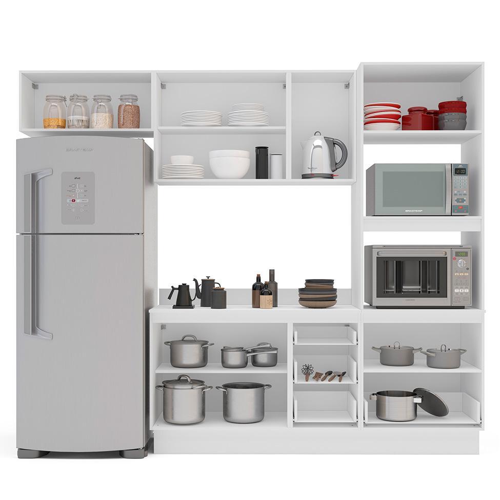 Cozinha Completa com Tampo e Rodapé Amara 8 Portas 4 Gavetas Creme e Branca - 8