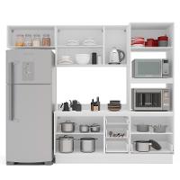 Cozinha Completa com Tampo e Rodapé Amara 8 Portas 4 Gavetas Creme e Branca - 8