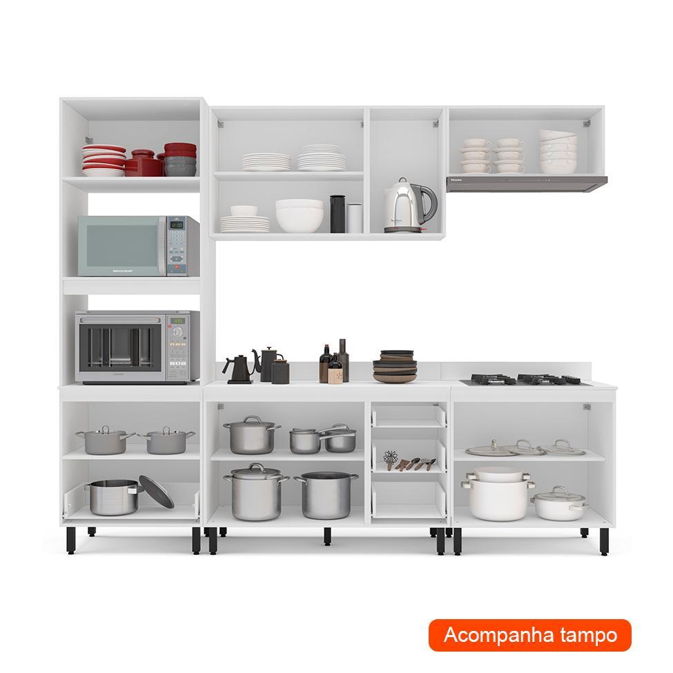 Cozinha Completa com Tampo Amara 10 Portas 4 Gavetas Creme e Branca - 2