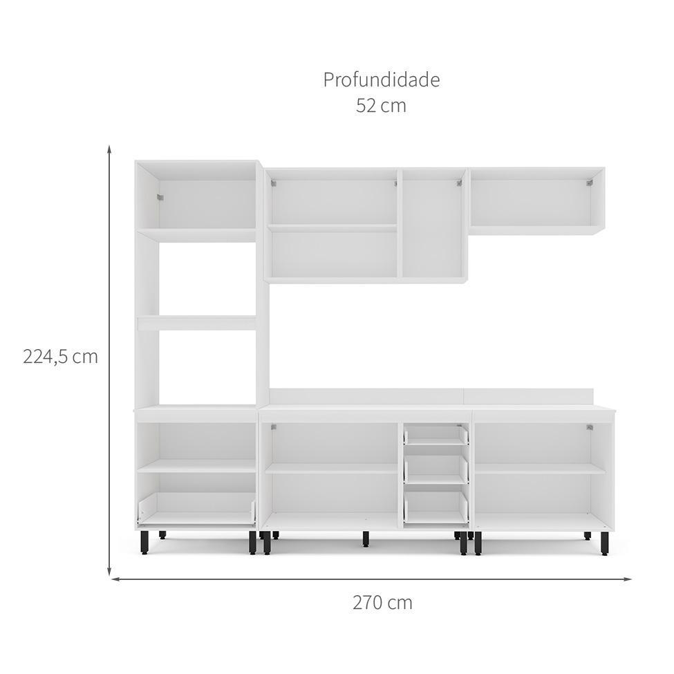 Cozinha Completa com Tampo Amara 10 Portas 4 Gavetas Creme e Branca - 3