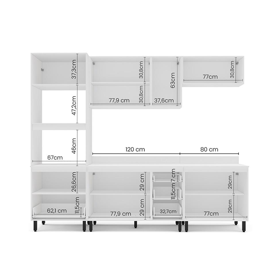 Cozinha Completa com Tampo Amara 10 Portas 4 Gavetas Creme e Branca - 4