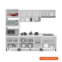 Cozinha Completa com Tampo Amara 10 Portas 4 Gavetas Creme e Branca - 2