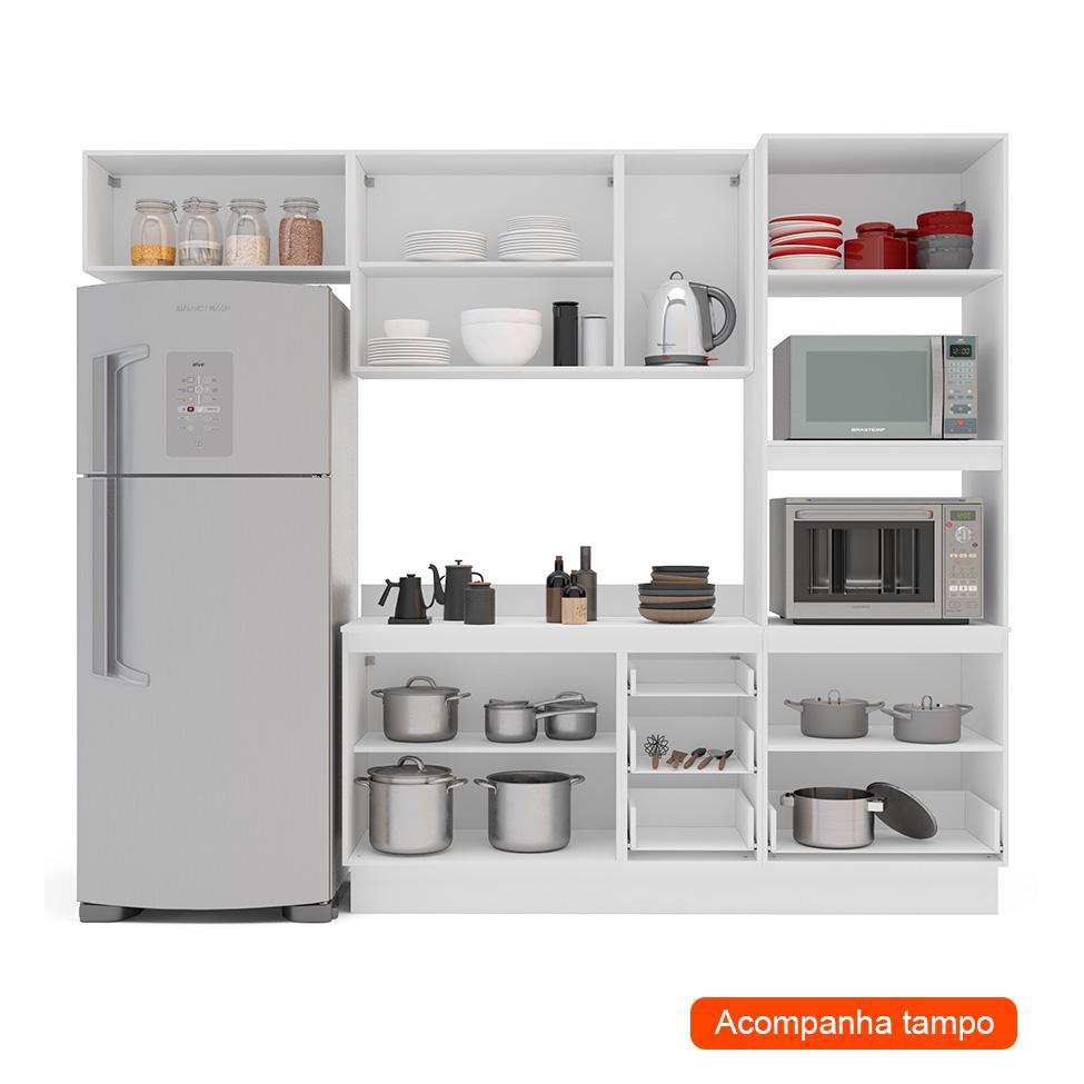 Cozinha Completa com Tampo e Rodapé Amara 8 Portas 4 Gavetas Azul e Branca - 2