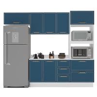 Cozinha Completa com Tampo e Rodapé Amara 8 Portas 4 Gavetas Azul e Branca - 6