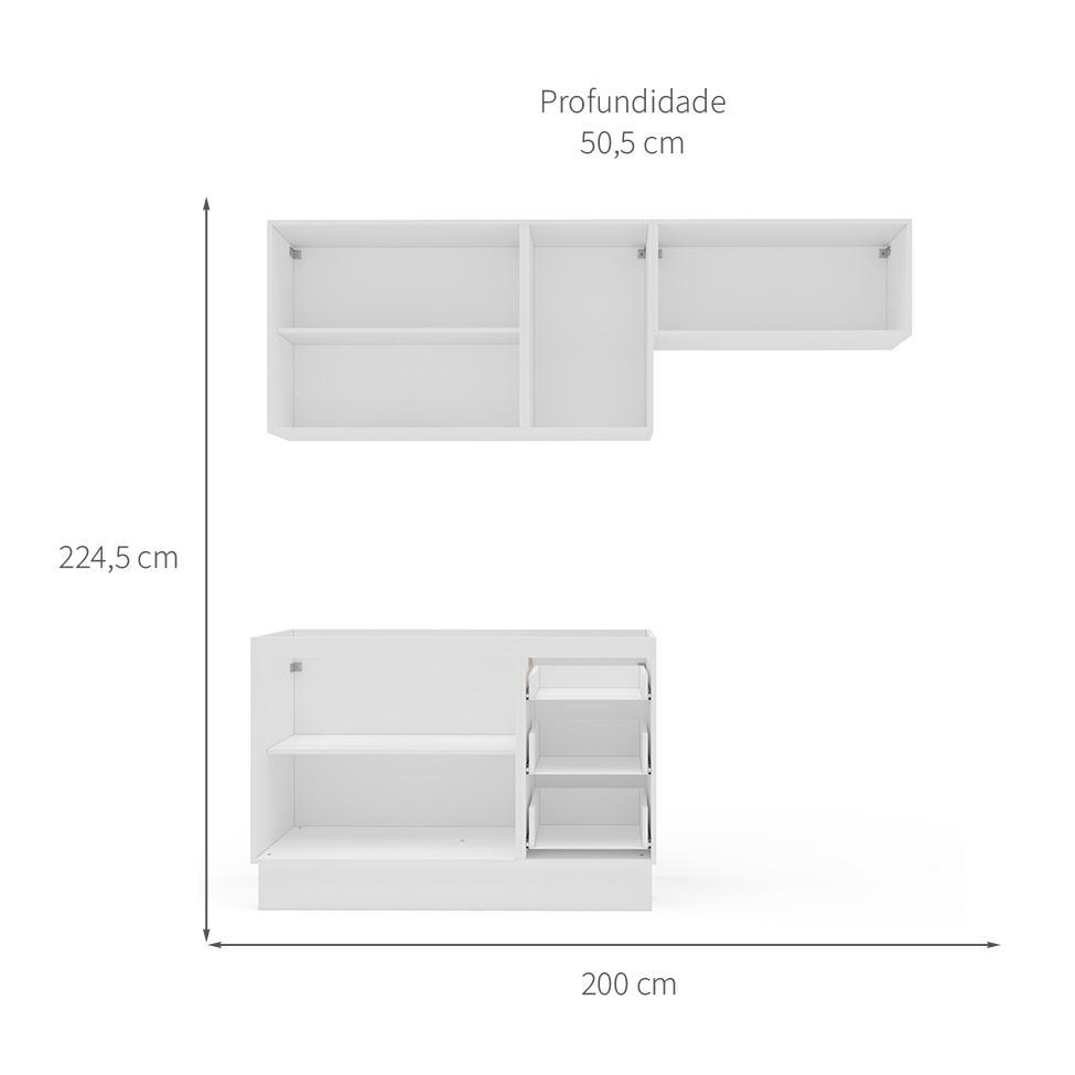 Cozinha Compacta sem Tampo com Rodapé Meena 6 Portas 3 Gavetas Azul e Branca - 3