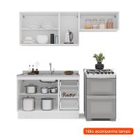 Cozinha Compacta sem Tampo com Rodapé Meena 6 Portas 3 Gavetas Azul e Branca - 2