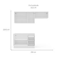 Cozinha Compacta sem Tampo com Rodapé Meena 6 Portas 3 Gavetas Azul e Branca - 3