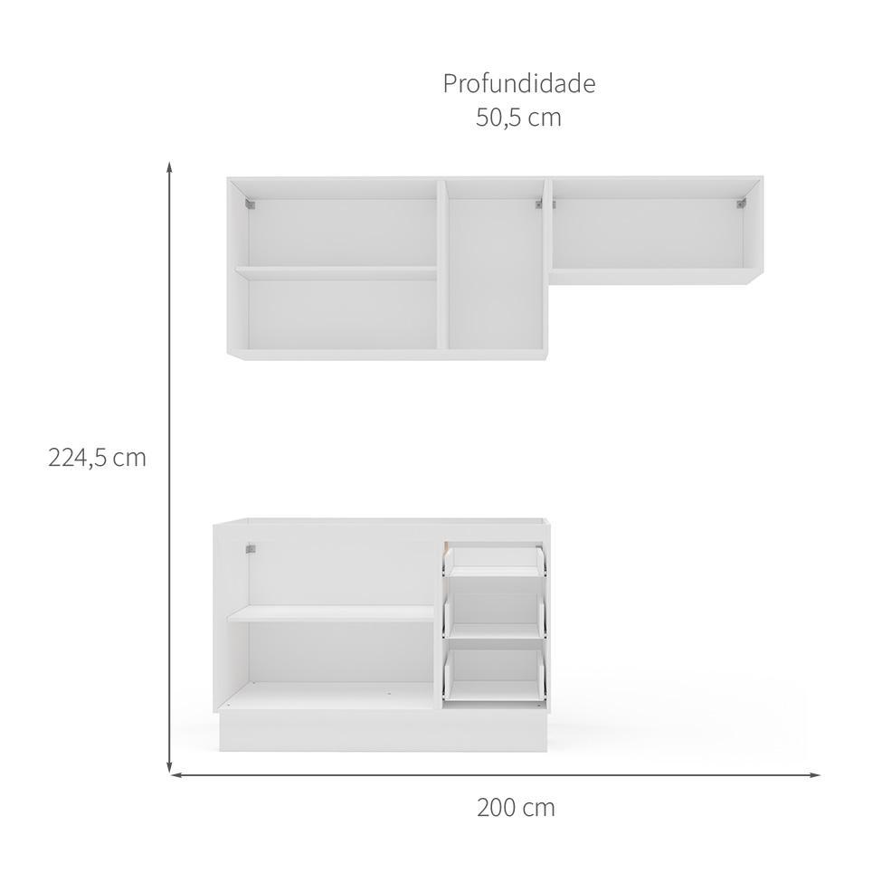 Cozinha Compacta sem Tampo com Rodapé Meena 6 Portas 3 Gavetas Creme e Branca - 2