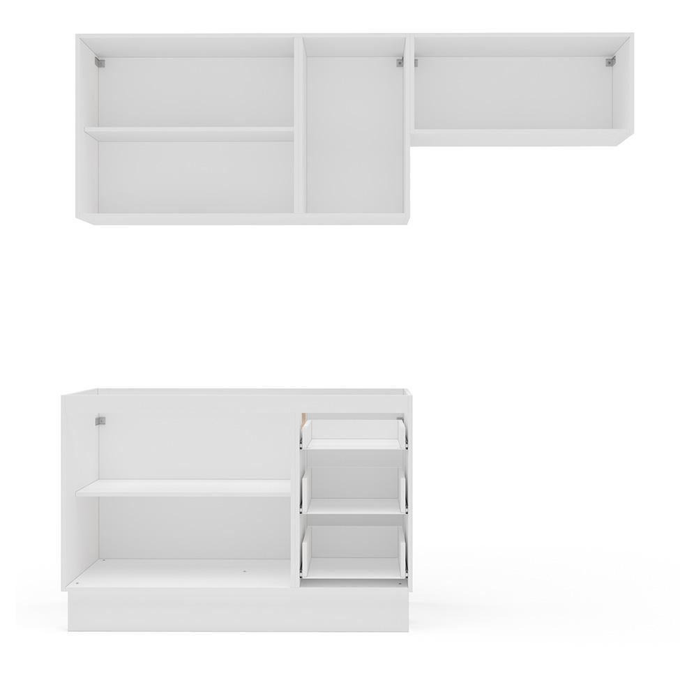 Cozinha Compacta sem Tampo com Rodapé Meena 6 Portas 3 Gavetas Creme e Branca - 7
