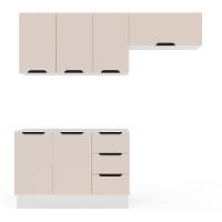 Cozinha Compacta sem Tampo com Rodapé Meena 6 Portas 3 Gavetas Creme e Branca - 5