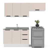 Cozinha Compacta sem Tampo com Rodapé Meena 6 Portas 3 Gavetas Creme e Branca - 6