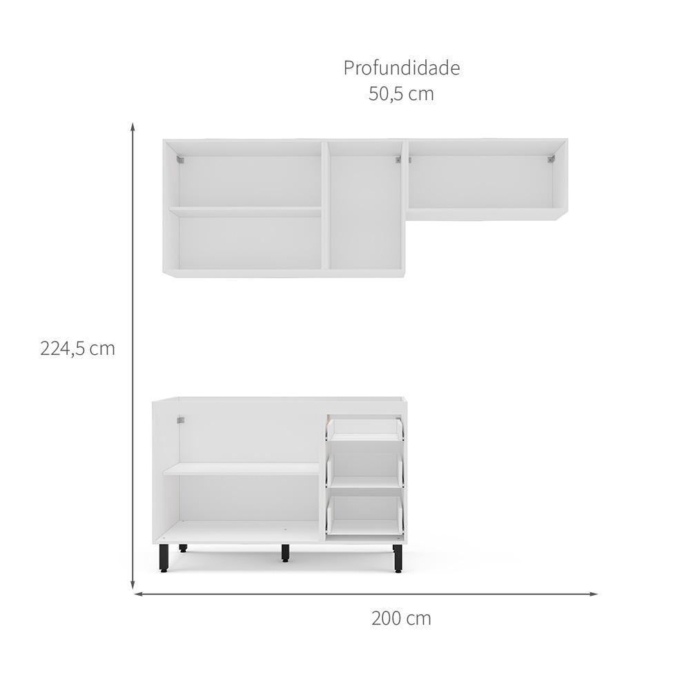 Cozinha Compacta sem Tampo Meena 6 Portas 3 Gavetas Azul e Branca - 3
