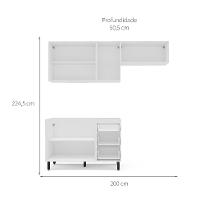 Cozinha Compacta sem Tampo Meena 6 Portas 3 Gavetas Azul e Branca - 3