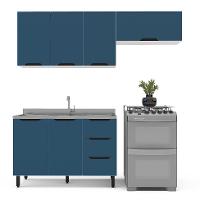 Cozinha Compacta sem Tampo Meena 6 Portas 3 Gavetas Azul e Branca - 6