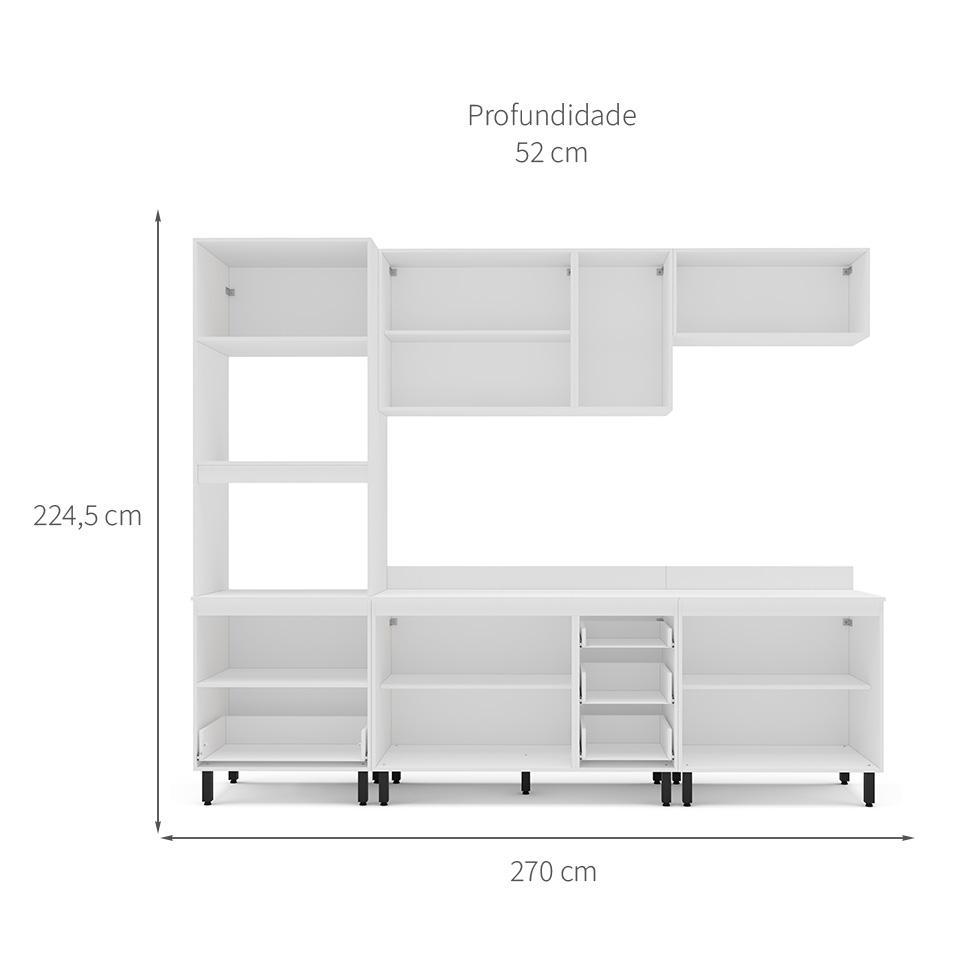 Cozinha Completa com Tampo Amara 10 Portas 4 Gavetas Azul e Branca - 3