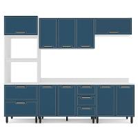 Cozinha Completa com Tampo Amara 10 Portas 4 Gavetas Azul e Branca - 5