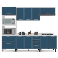 Cozinha Completa com Tampo Amara 10 Portas 4 Gavetas Azul e Branca - 6