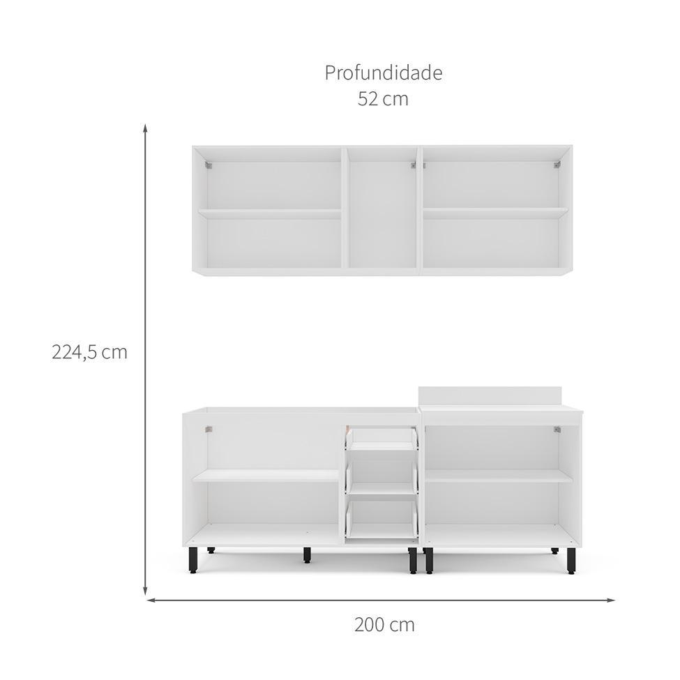 Cozinha Compacta Sem Tampo Meena 9 Portas 3 Gavetas Azul e Branca - 3