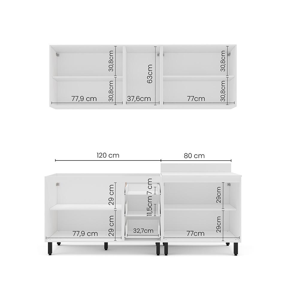 Cozinha Compacta Sem Tampo Meena 9 Portas 3 Gavetas Azul e Branca - 4