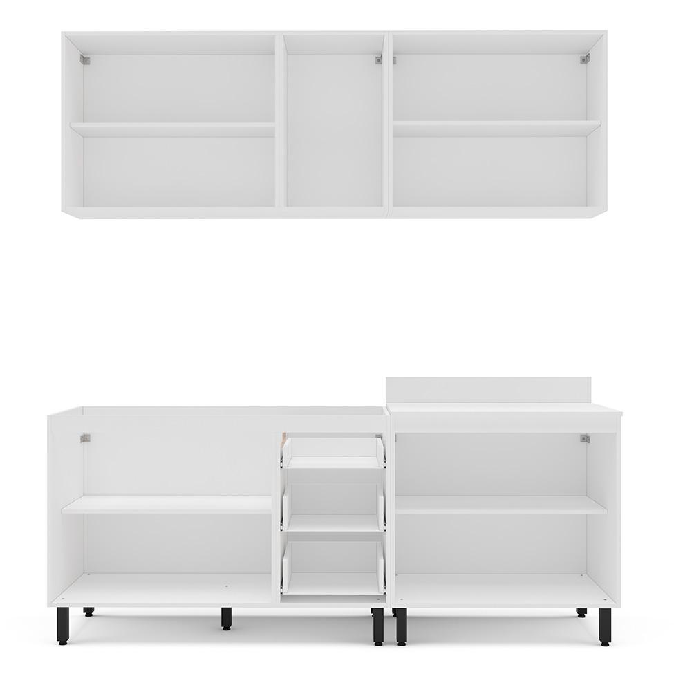 Cozinha Compacta Sem Tampo Meena 9 Portas 3 Gavetas Azul e Branca - 7