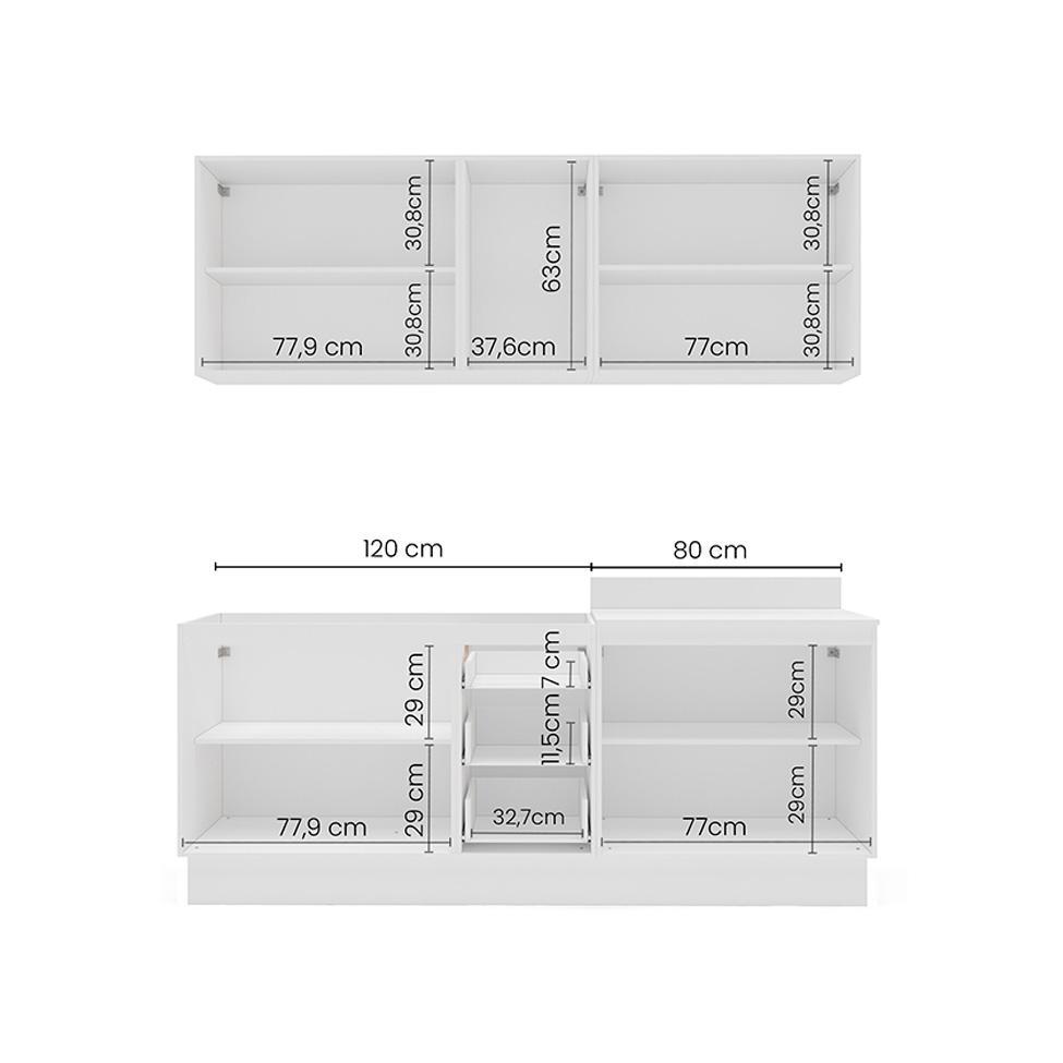 Cozinha Compacta Sem Tampo com Rodapé Amara 9 Portas 3 Gavetas Verde e Branca - 4
