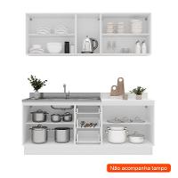 Cozinha Compacta Sem Tampo com Rodapé Amara 9 Portas 3 Gavetas Verde e Branca - 2