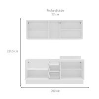 Cozinha Compacta Sem Tampo com Rodapé Amara 9 Portas 3 Gavetas Verde e Branca - 3