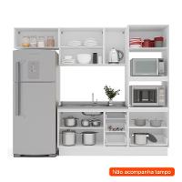 Cozinha Compacta Sem Tampo com Rodapé Meena 8 Portas 4 Gavetas Creme e Branca - 2