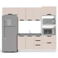 Cozinha Compacta Sem Tampo com Rodapé Meena 8 Portas 4 Gavetas Creme e Branca - 5
