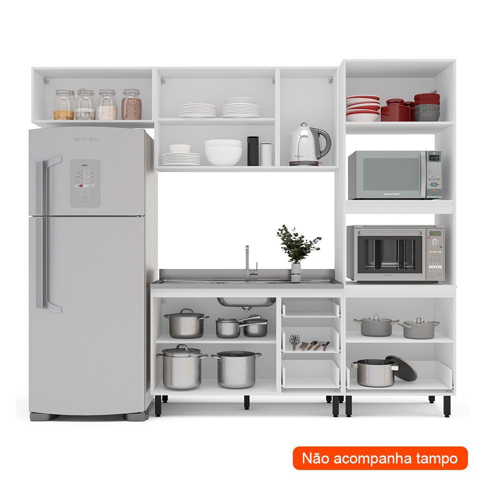 Cozinha Compacta Sem Tampo Meena 8 Portas 4 Gavetas Verde e Branca - 2