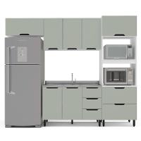 Cozinha Compacta Sem Tampo Meena 8 Portas 4 Gavetas Verde e Branca - 5