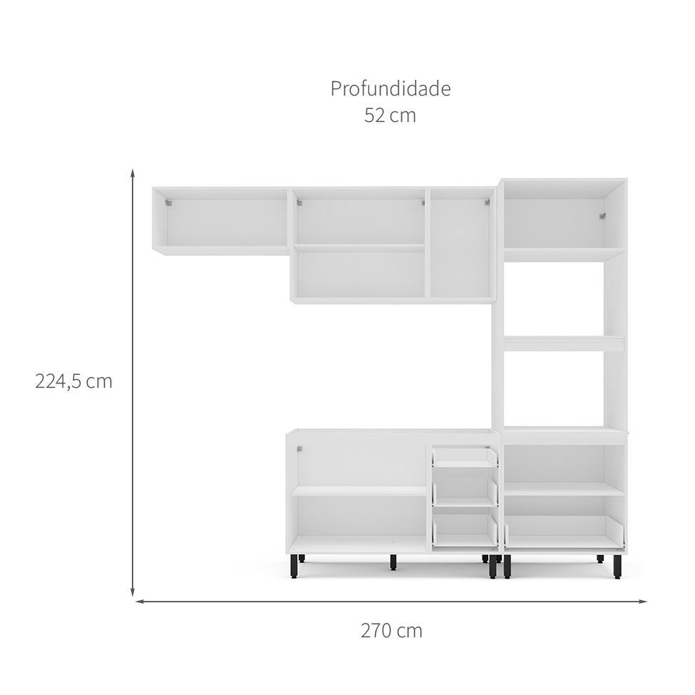Cozinha Compacta Sem Tampo Meena 8 Portas 4 Gavetas Azul e Branca - 3
