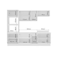 Cozinha Compacta Sem Tampo com Rodapé e Paneleiro Amara 10 Portas 4 Gavetas Creme e Branca