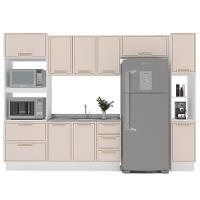 Cozinha Compacta Sem Tampo com Rodapé e Paneleiro Amara 10 Portas 4 Gavetas Creme e Branca - 6