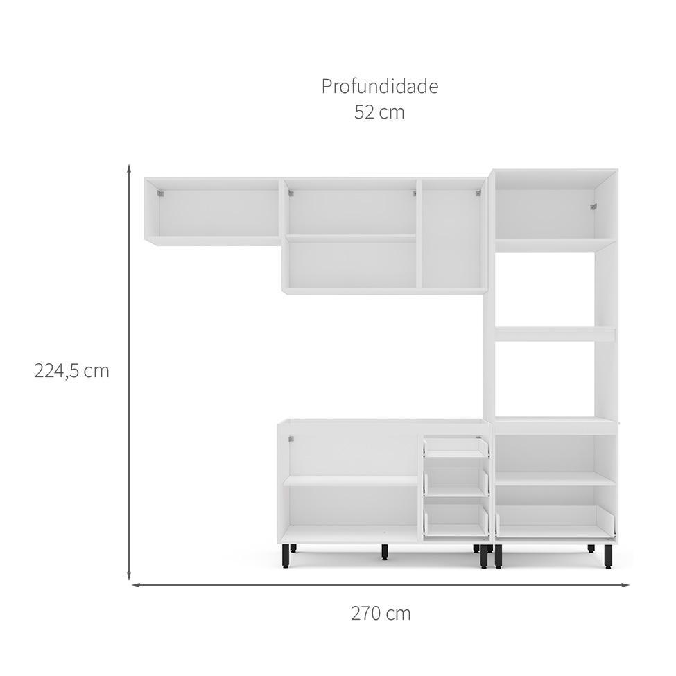 Cozinha Compacta Sem Tampo Meena 8 Portas 4 Gavetas Creme e Branca - 3