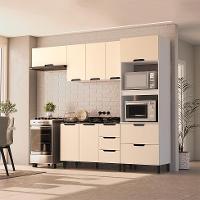 Cozinha Compacta Sem Tampo Meena 8 Portas 4 Gavetas Creme e Branca - 1